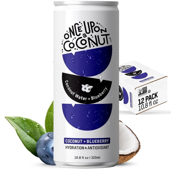 Once Upon a Coconut Premium Coconut Water + Blueberry - 10.8 Fl Oz (Pack of 12)