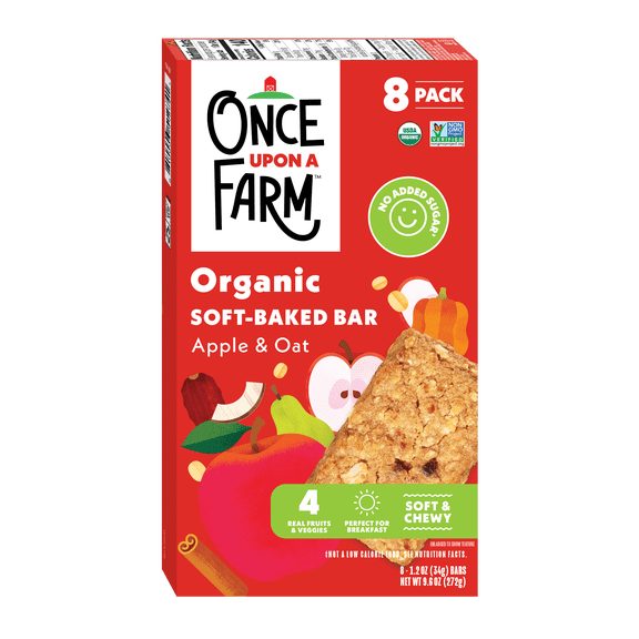 Once Upon a Farm Organic Soft Baked Kids' Snack Bars, Apple & Oat, 8ct