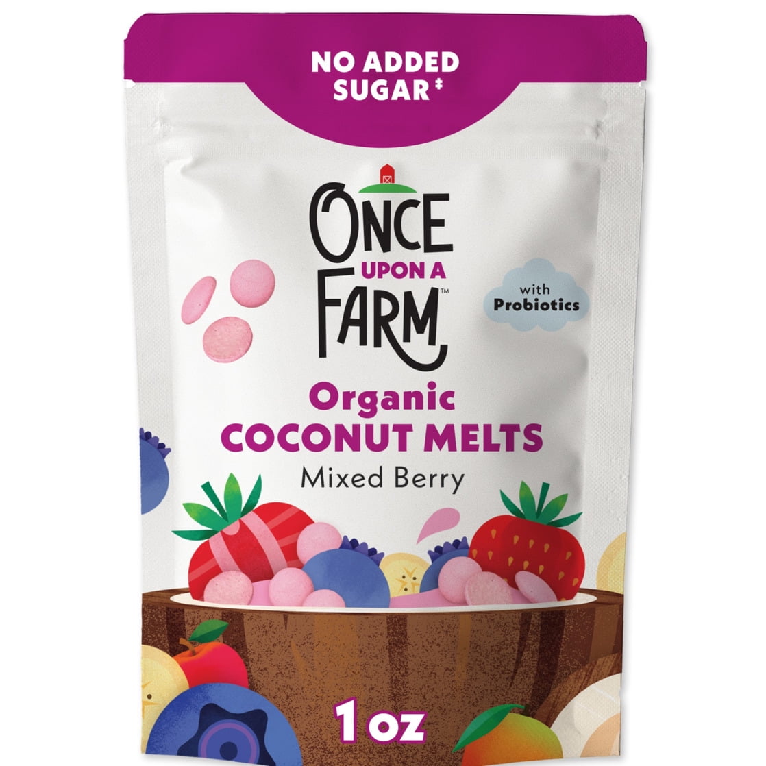 Once Upon a Farm Organic Coconut Melts, Mixed Berry, 1oz Bag