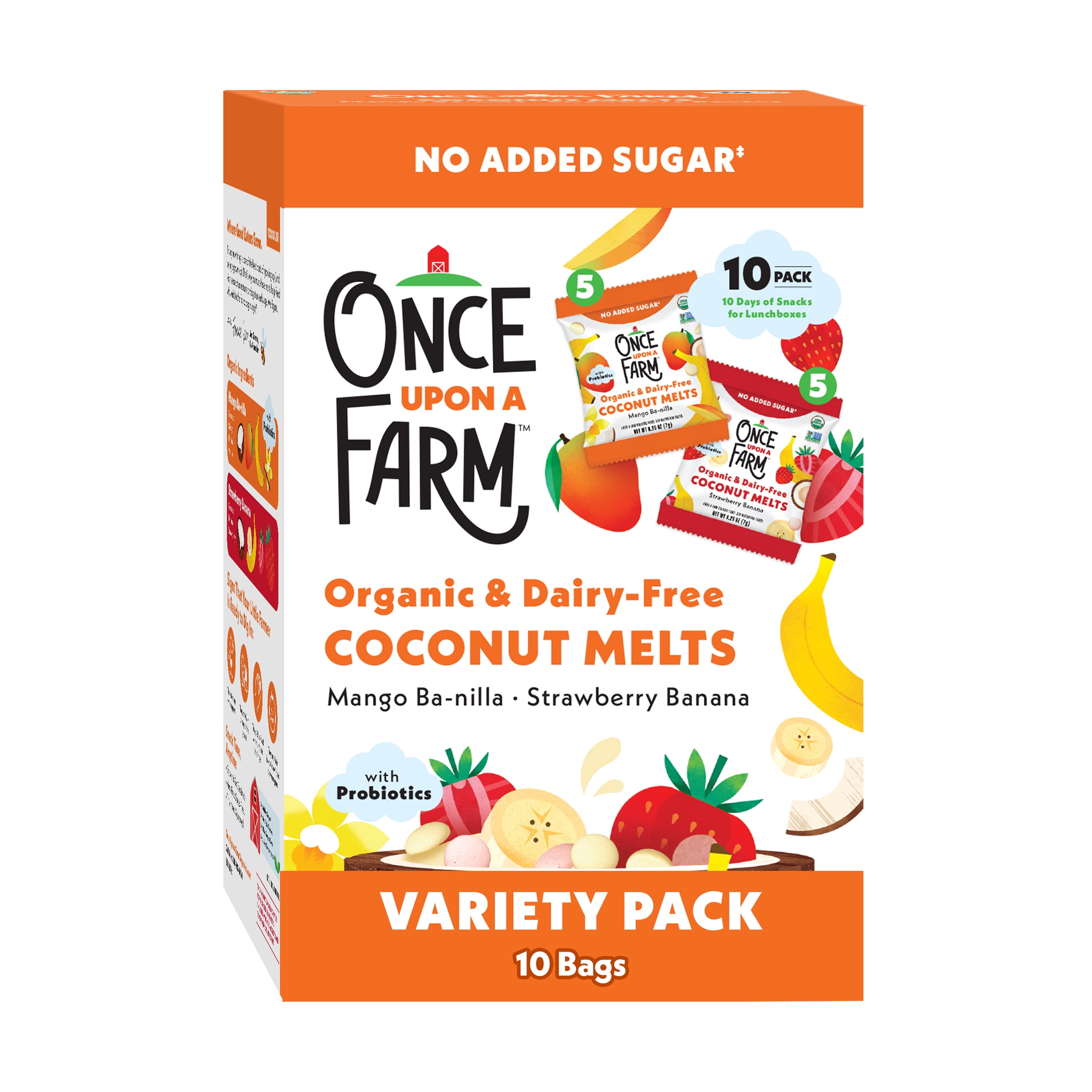 Once Upon a Farm Organic Coconut Melts, Single Serve Variety Pack, 1oz Bag (10ct)
