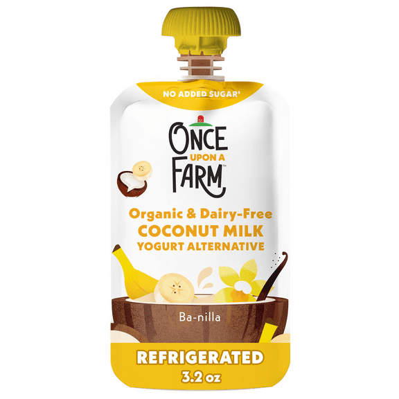 Once Upon a Farm Organic Refrigerated Baby Food Coconut Yogurt Ba-Nilla, 3.2oz Pouch