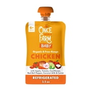 Once Upon a Farm Organic Refrigerated Baby Food Meat Protein Blend Apple, Chicken Bone Broth, Tomato, Chicken 3.5oz Pouch
