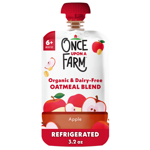 Once Upon a Farm Organic Refrigerated Baby Food Oatmeal Apple, 3.2oz Pouch