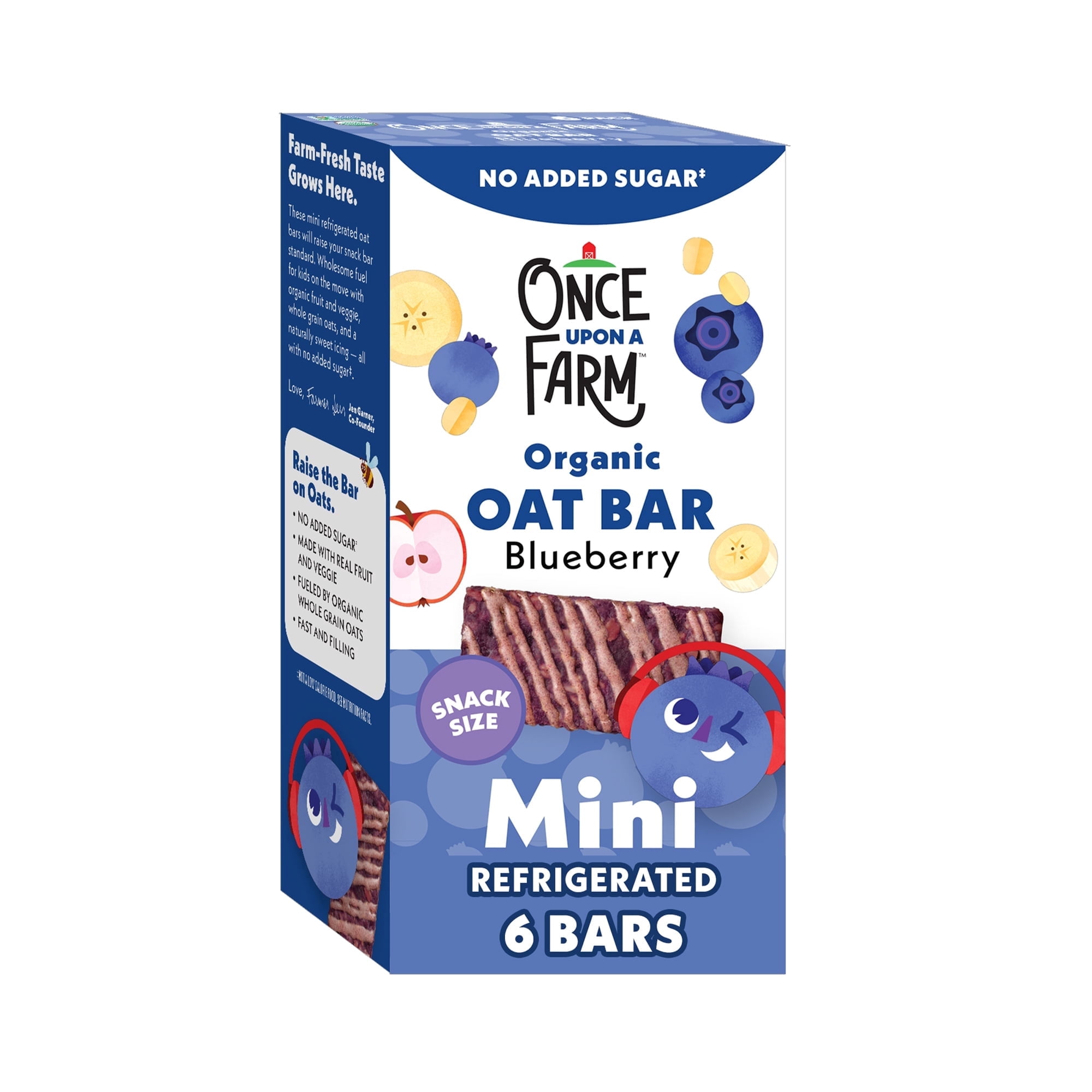 Once Upon a Farm Organic Refrigerated Oat Mini Toddler Snack Bar, Blueberry, 6ct