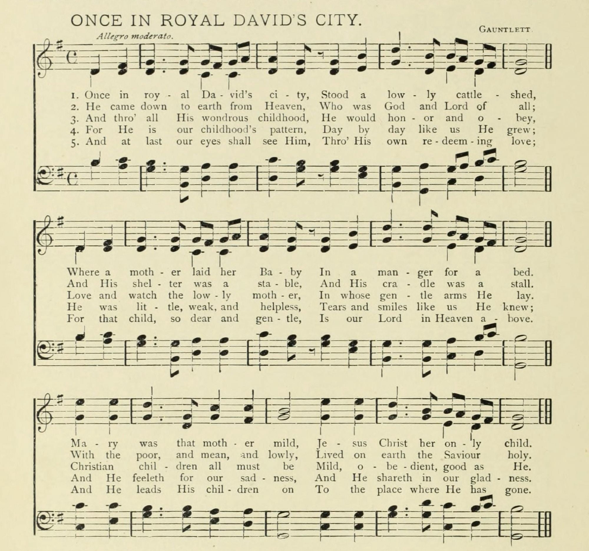 Once in Royal Davids City Gauntlett & Alexander Christmas in Song 1891 Canvas Art -  (18 x 24)