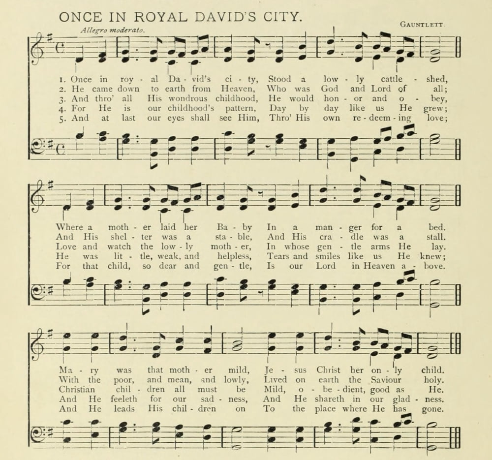 Once in Royal Davids City Gauntlett & Alexander Christmas in Song 1891 Canvas Art -  (24 x 36)