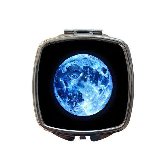 Once in a Blue Moon Travel Makeup Handbag Purse Small Pocket Compact Mirror