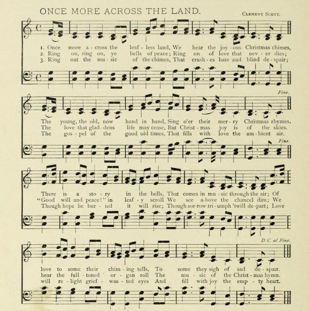 Once more Across the Land Christmas in Song 1891 Canvas Art - (18 x 24)