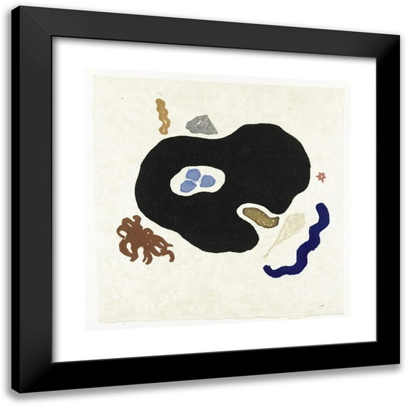 Onchi Kōshirō 12x12 Black Modern Framed Museum Art Print Titled - Shells (1950 - 1959)