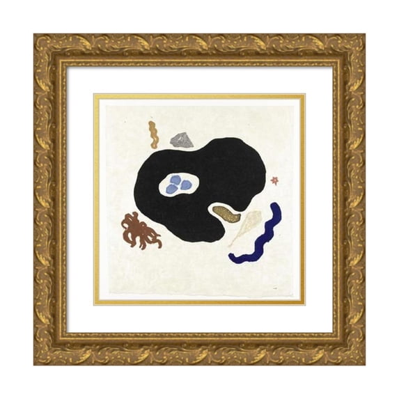 Onchi Kōshirō 20x20 Gold Ornate Framed and Double Matted Museum Art Print Titled - Shells (1950 - 1959)