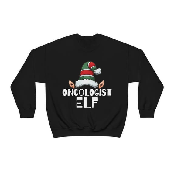 Oncologist Elf Unisex Sweatshirt, S-2XL Christmas Elves Medical School