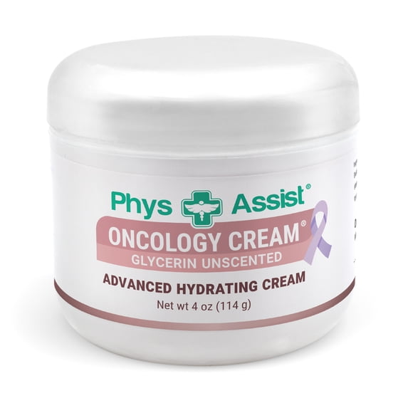 PhysAssist® Oncology Cream® Glycerin Unscented skin therapy. Before and after radiation and chemo treatments. 4 oz