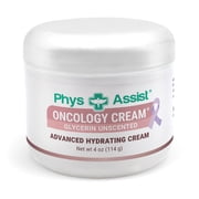 كريم PhysAssist Oncology Glycerin لعلاج البشرة بدون رائحة. قبل وبعد العلاج الإشعاعي والكيميائي. 4 أونصة