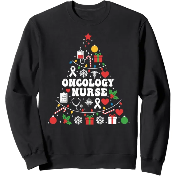 Tree Plan In Graphics Oncology Nurse Christmas Tree Lights Graphic Sweatshirt - Walmart.com