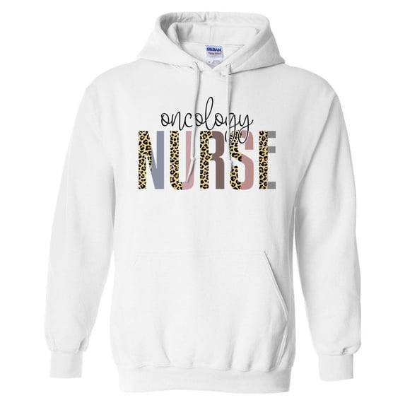 Oncology Nurse Leopard Print Hoodie Sweatshirt Unisex 2X-Large White