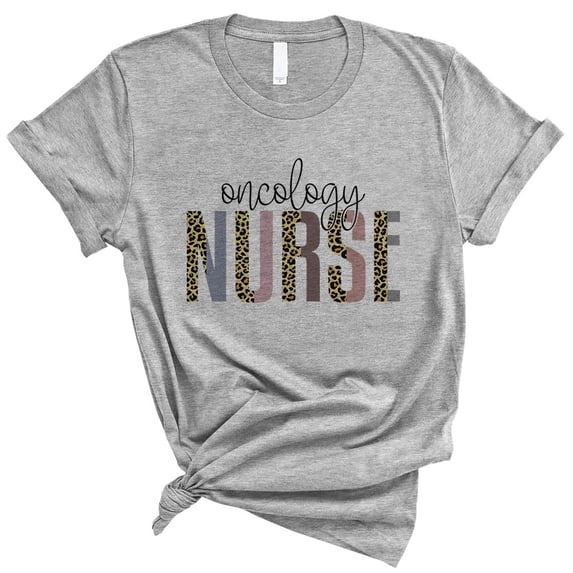 Oncology Nurse Leopard Print Shirt Unisex Large Grey