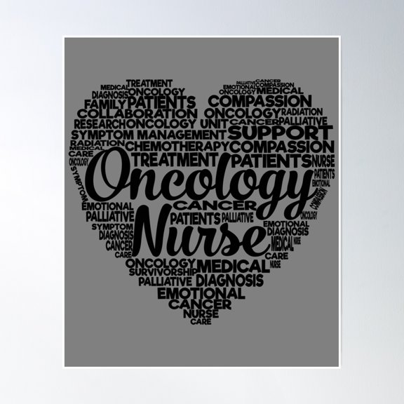 Oncology Nurse Word Cloud Heart Rn Oncology Nurse Gear Poster Wall Art, Modern Wall Decor, 8x12 UNFRAMED