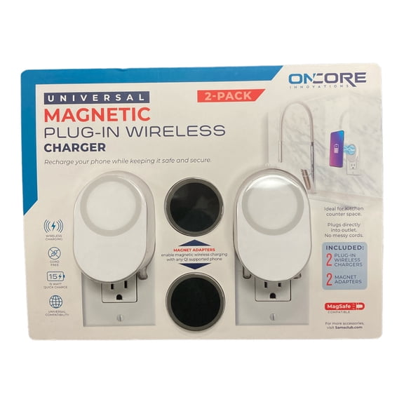 Oncore Universal Magnetic Plugin Wireless Phone Charger (2 Pack)