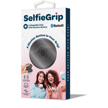 Oncore Innovations Selfie Grip, Collapsible Phone Grip with Shutter Button, Black