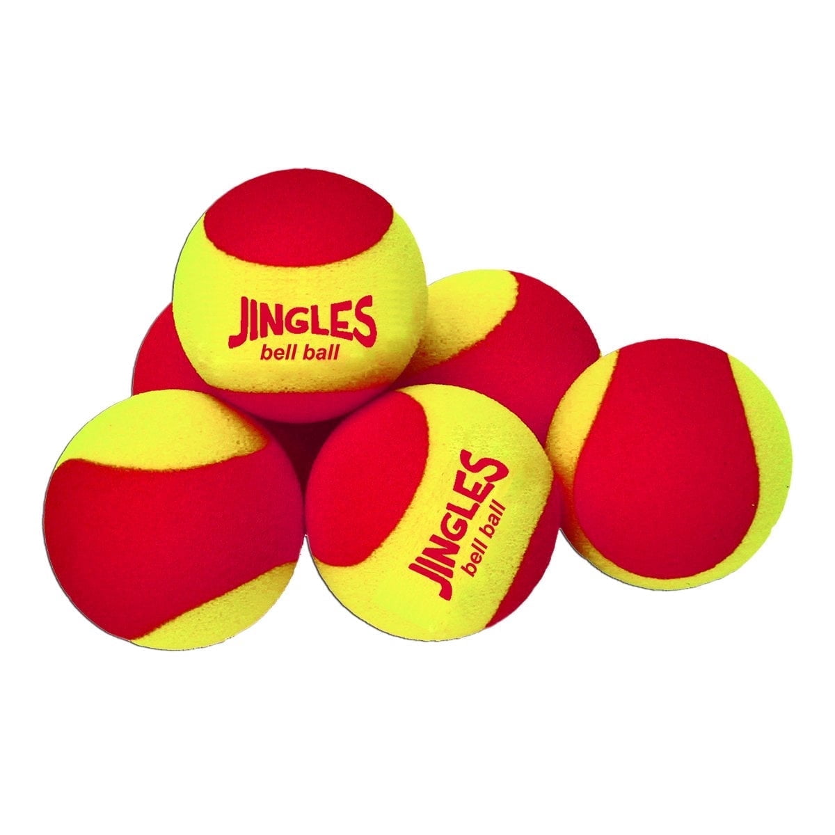 Oncourt Offcourt Tennis Jingles Bell Set of 6 Balls - Softball Sized Foam Balls/Make Noise Upon Contact/Designed For Blind and Youth Players