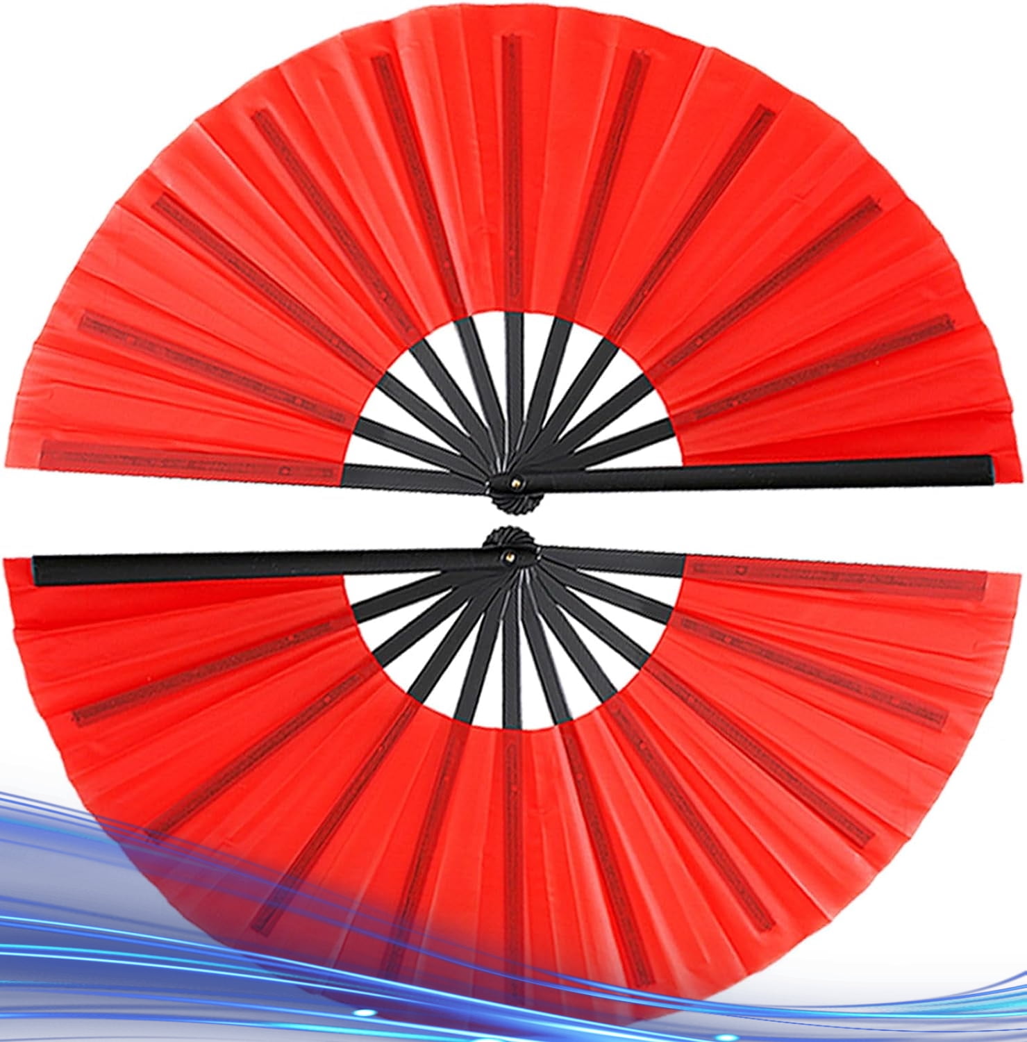 Oncpcare 2 Pcs Large Folding Hand Rave Fan, Chinese Kung Fu Line Dance ...