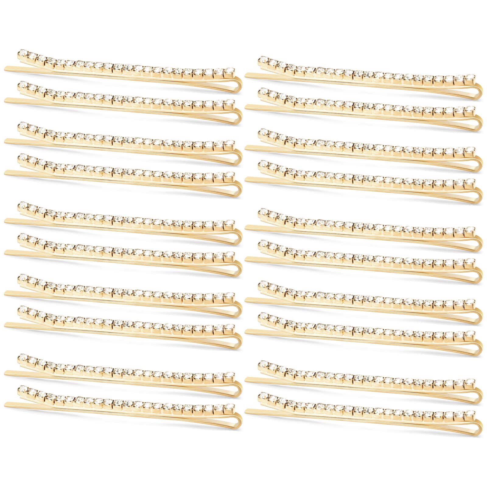 Ondder 20 Pcs Bobby Pins for Women Gold Rhinestone Hair Pins for Buns Crystal Hair Pins for