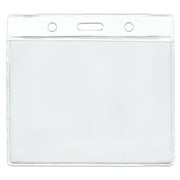 Ondepot Horizontal Vinyl ID Badge Holder, Plastic, Clear, 100 Pieces