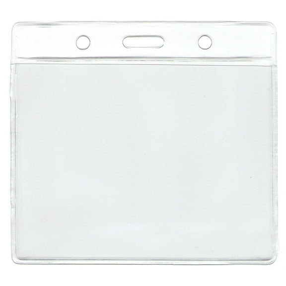 Ondepot Horizontal Vinyl ID Badge Holder, Plastic, Clear, 100 Pieces