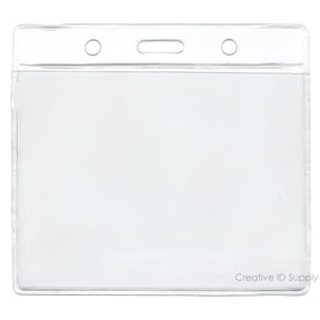 Ondepot Horizontal Vinyl ID Badge Holder, Plastic, Clear, 200 Pieces