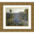 thumbnail image 1 of Onderdonk, Julian 31x26 Gold Ornate Wood Framed with Double Matting Museum Art Print Titled - Field of Texas Bluebonnets and Prickly Pear Cacti, 1 of 4