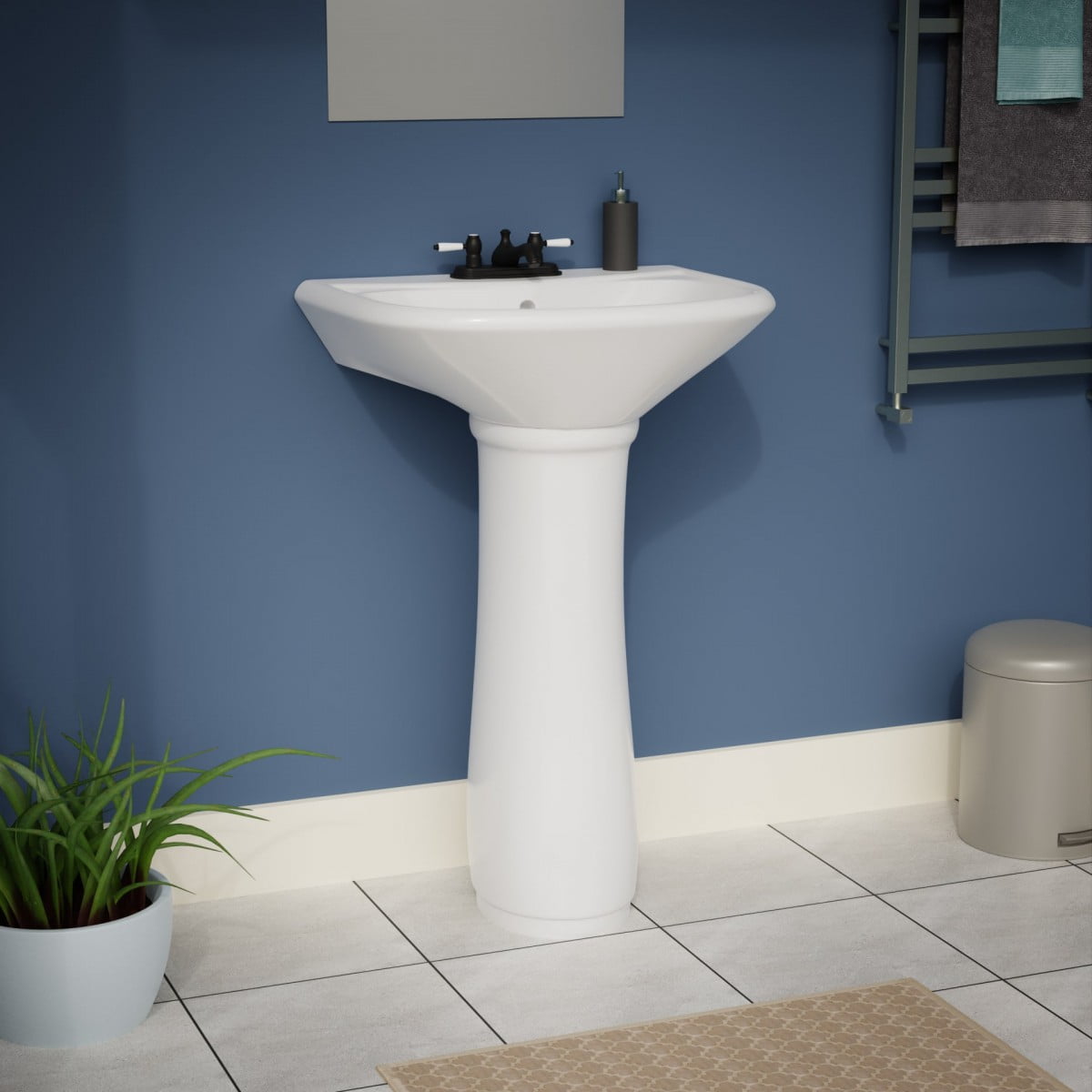 Fresca Messina 16 White Pedestal Sink W Medicine Cabinet - Modern Bathroom Vanity