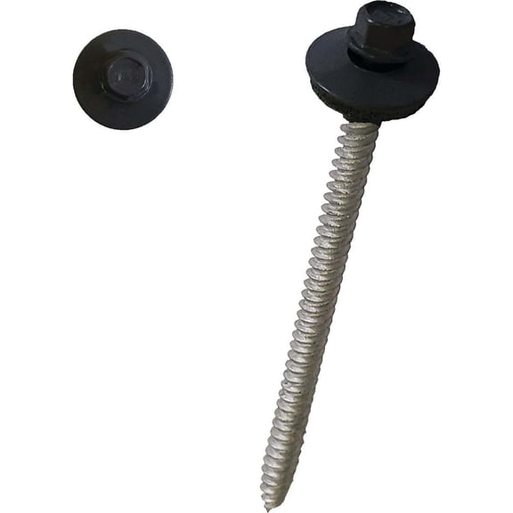 Ondura Premium Roofing Screw 3 Inch - Powder Coated, EPDM Washer - 55 Pack, #9, Black