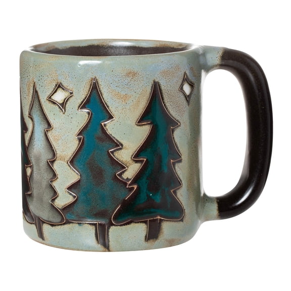 One 1 MARA STONEWARE COLLECTION - 16 Ounce Coffee Cup Collectible Dinner Mug - Pine Trees Design