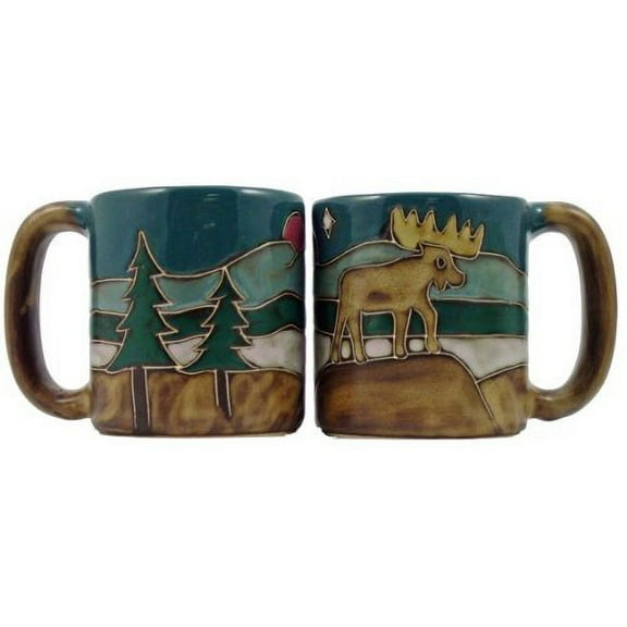 One 1 MARA STONEWARE COLLECTION - 16 Oz Coffee Cup Collectible Dinner Mug - Moose Design