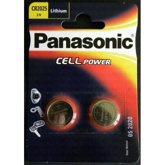 One (1) Twin Pack (2 Batteries) Panasonic Cr2025 Lithium Coin Cell Battery 3V Blister Packed