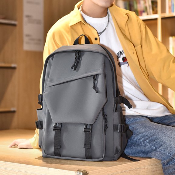 One 15 Inch Polyester Waterproof Solid Business MEN'S Large Capacity Computer Backpack Fashion Couple Student Computer Backpack