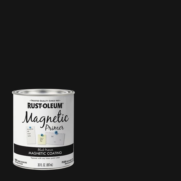 Rust-Oleum Magnetic Interior Paint Primer - Durable Latex - 1 Can, 30 Fl Oz, Dark Gray Interior & Exterior Use, Professional Finish