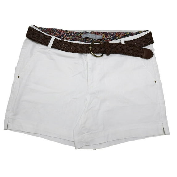 One 5 One Womens Size 4 Braided Belted 5" Inseam Shorts, White