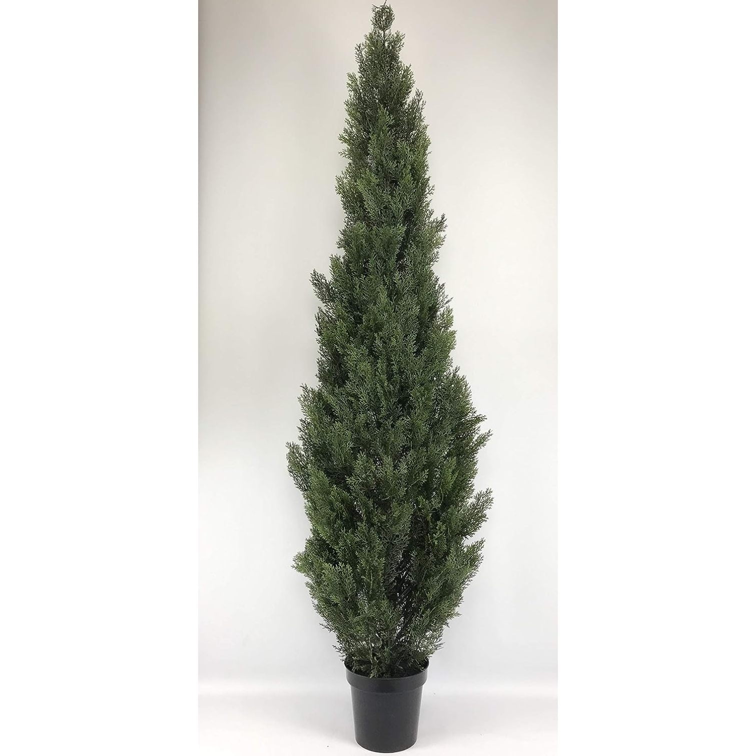One 8 Foot Outdoor Artificial Cedar Topiary Tree Potted UV Rated Plant