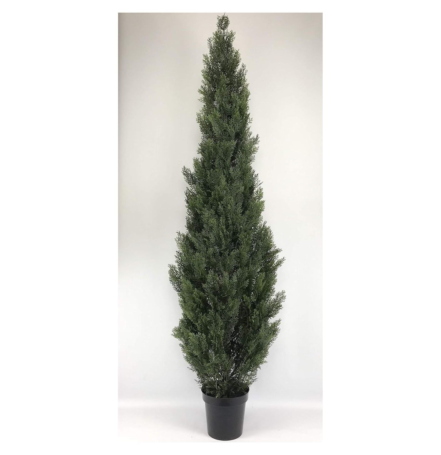 One 8 Foot Outdoor Artificial Cedar Topiary Tree Potted UV Rated Plant