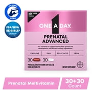 One A Day Prenatal Advanced, Prenatal Vitamins with Folic Acid, Pregnancy Vitamins for Women, 30+30 Count