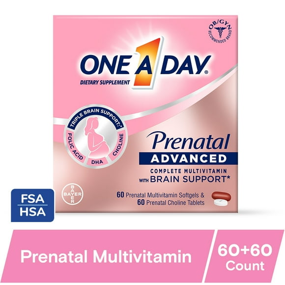 One A Day Advanced Prenatal Multivitamin with Choline, 60+60 Count