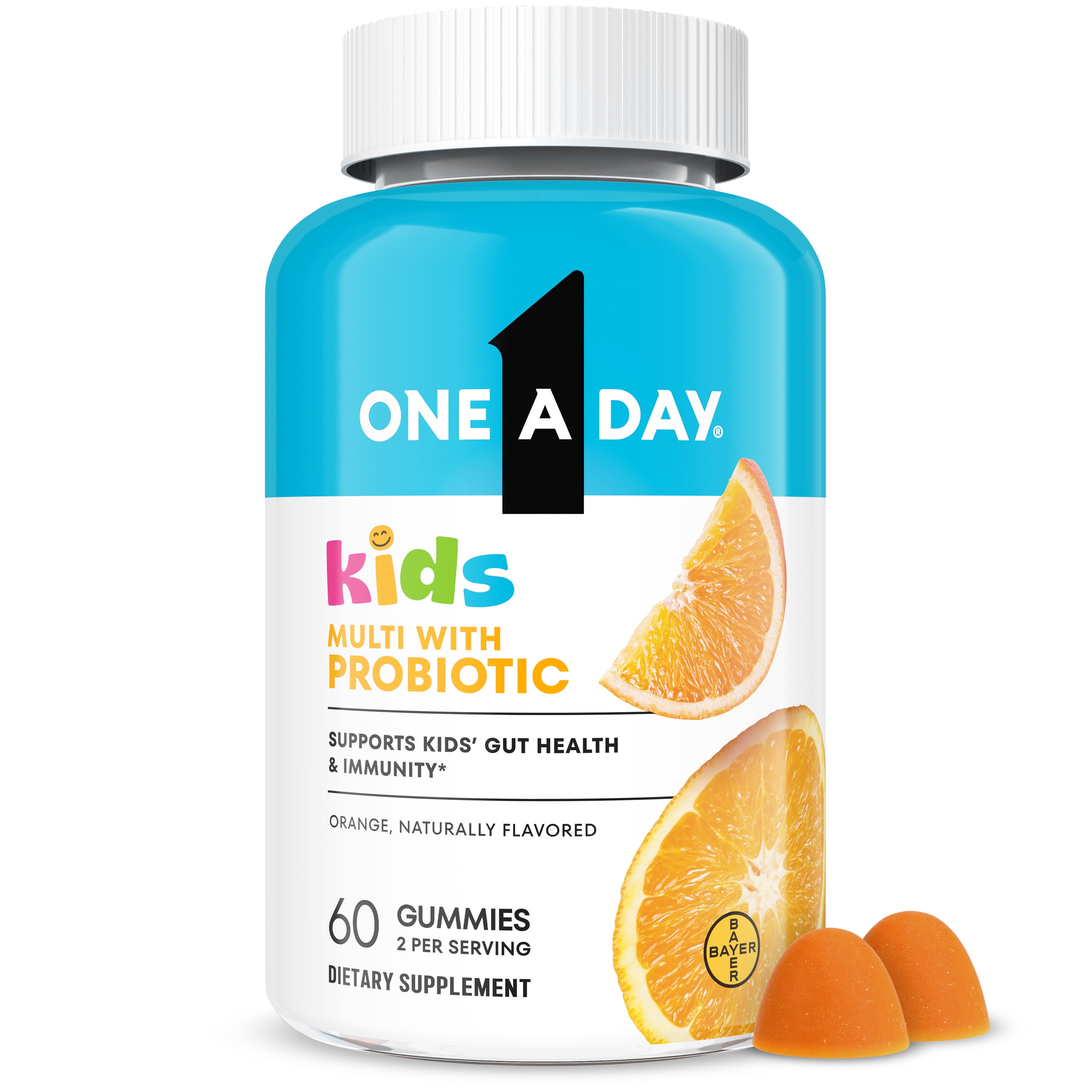 One A Day Kids Multivitamin with Probiotic for Kids, Gummy Probiotic Vitamins, Orange 60 Ct