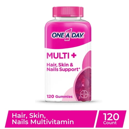 One A Day MULTI+ Hair, Skin & Nails Support Gummy Multivitamin, 120 Count