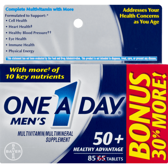 One A Day Men?s 50+ Healthy Advantage Multivitamin Supplement Tablets, 85 Count