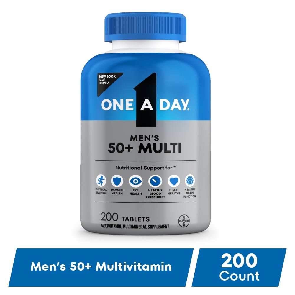 One A Day Men's 50+ Multivitamin Tablets, Multivitamins for Men, 200 Ct