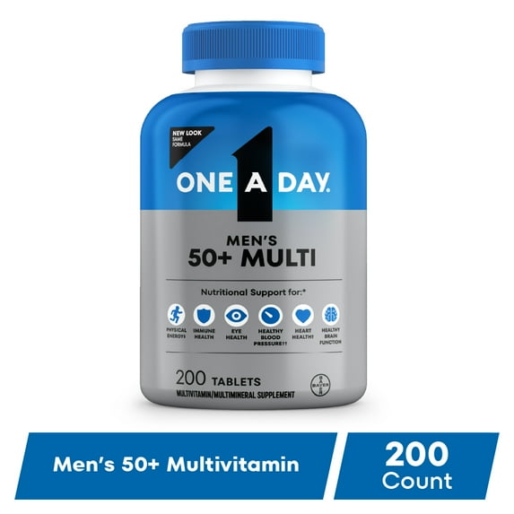 One A Day Men's 50+ Multivitamin Tablets, Multivitamins for Men, 200 Ct