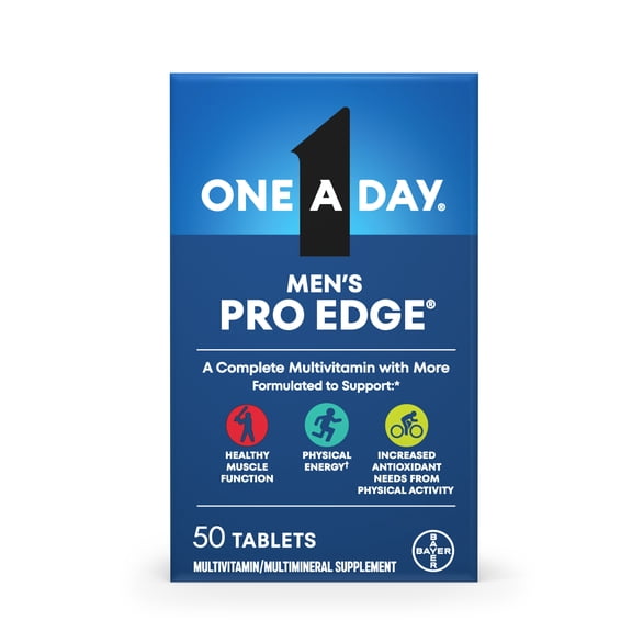 One A Day Mens Pro Edge Multivitamin, Supplement with Vitamin A, C, D, E and Zinc for Immune Health Support and Magnesium for Healthy Muscle Function, 50 Count