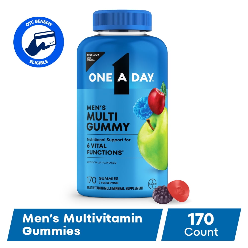 One A Day Mens Multivitamins Gummies with B Vitamins, Physical Energy Support 170 Count