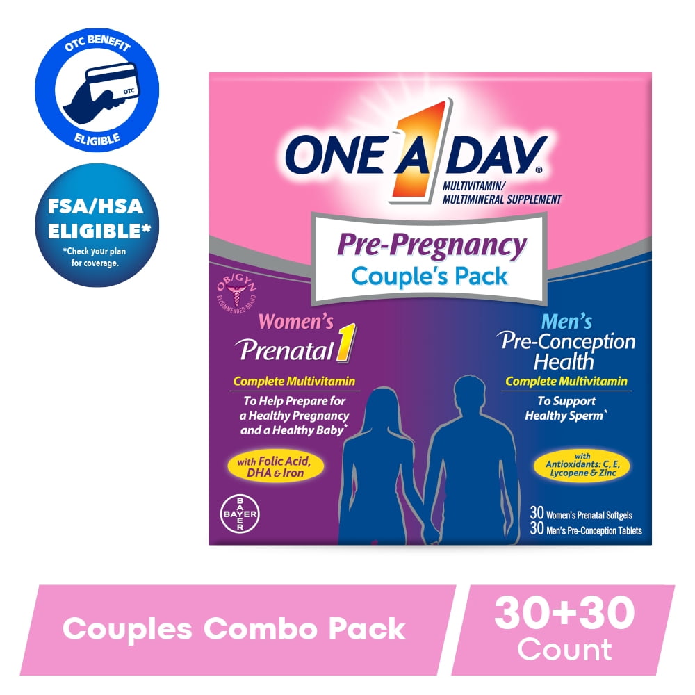 One A Day Pre-Pregnancy Multivitamin, Prenatal Vitamins, 30+30 Count